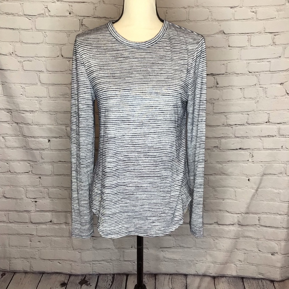 Banana Republic Factory Black White Striped Long Sleeve Top Medium
